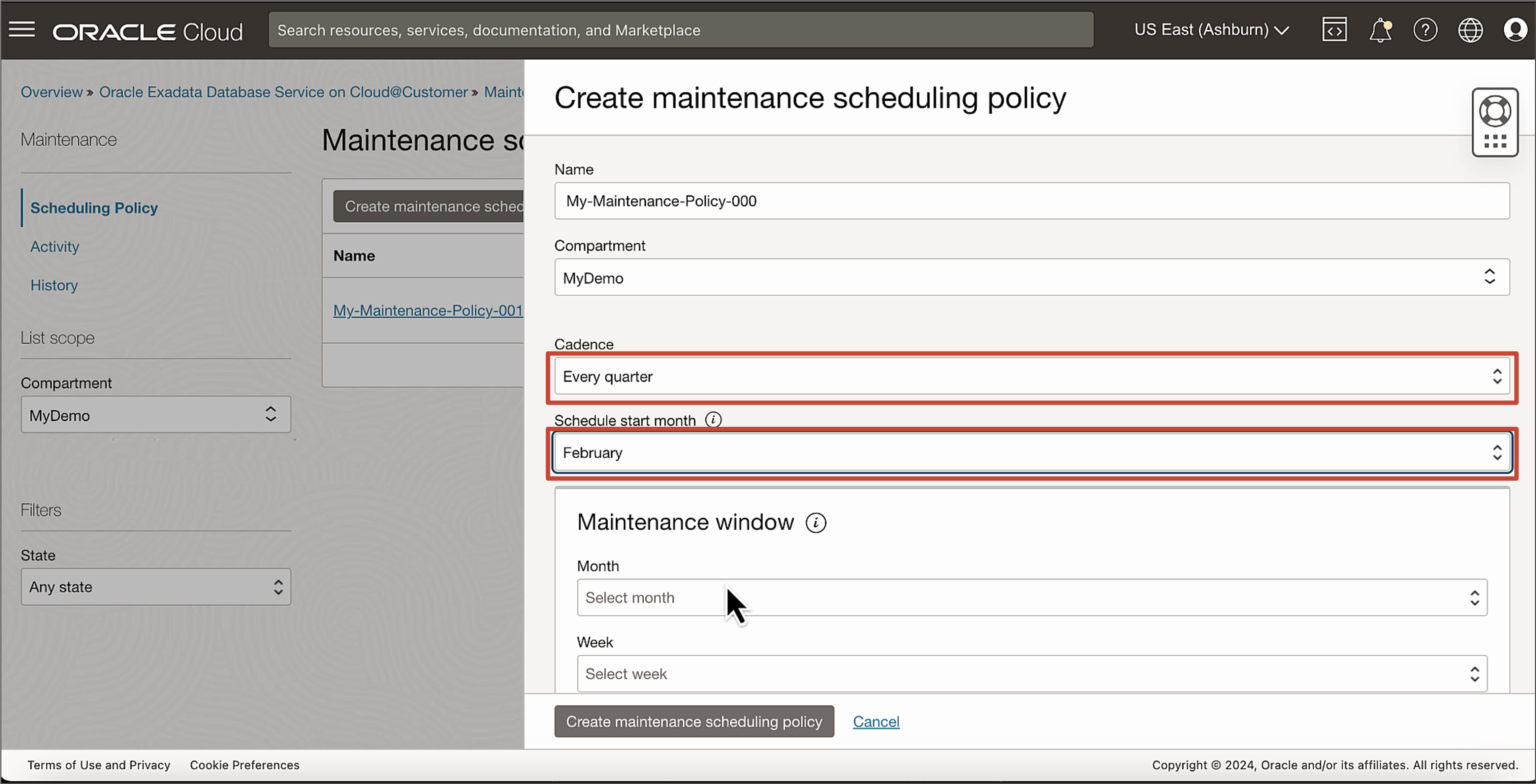 Image présentant la création d'une politique de maintenance