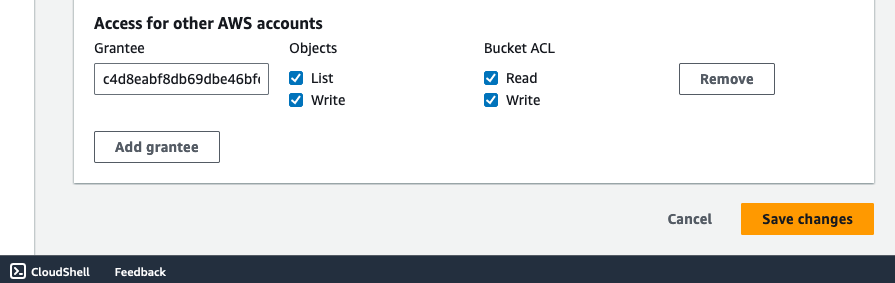 Fichier joint de liste de contrôle d'accès S3