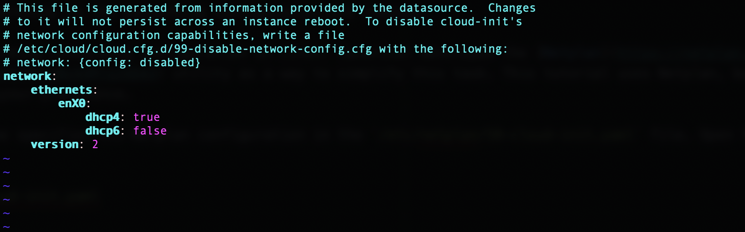 modifier le fichier de configuration netplan