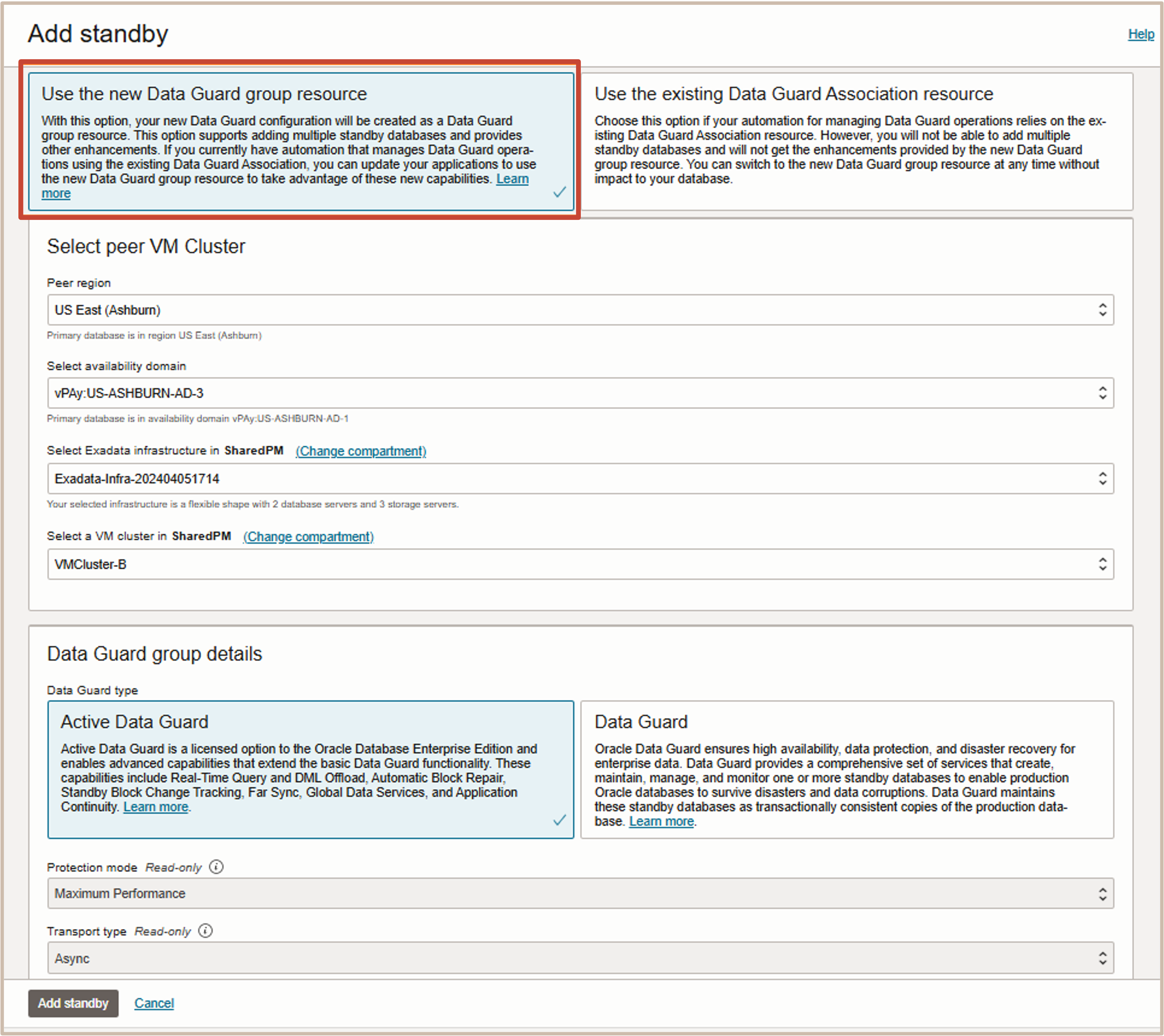 Image présentant l'ajout d'une base de secours à l'aide du nouveau flux d'API