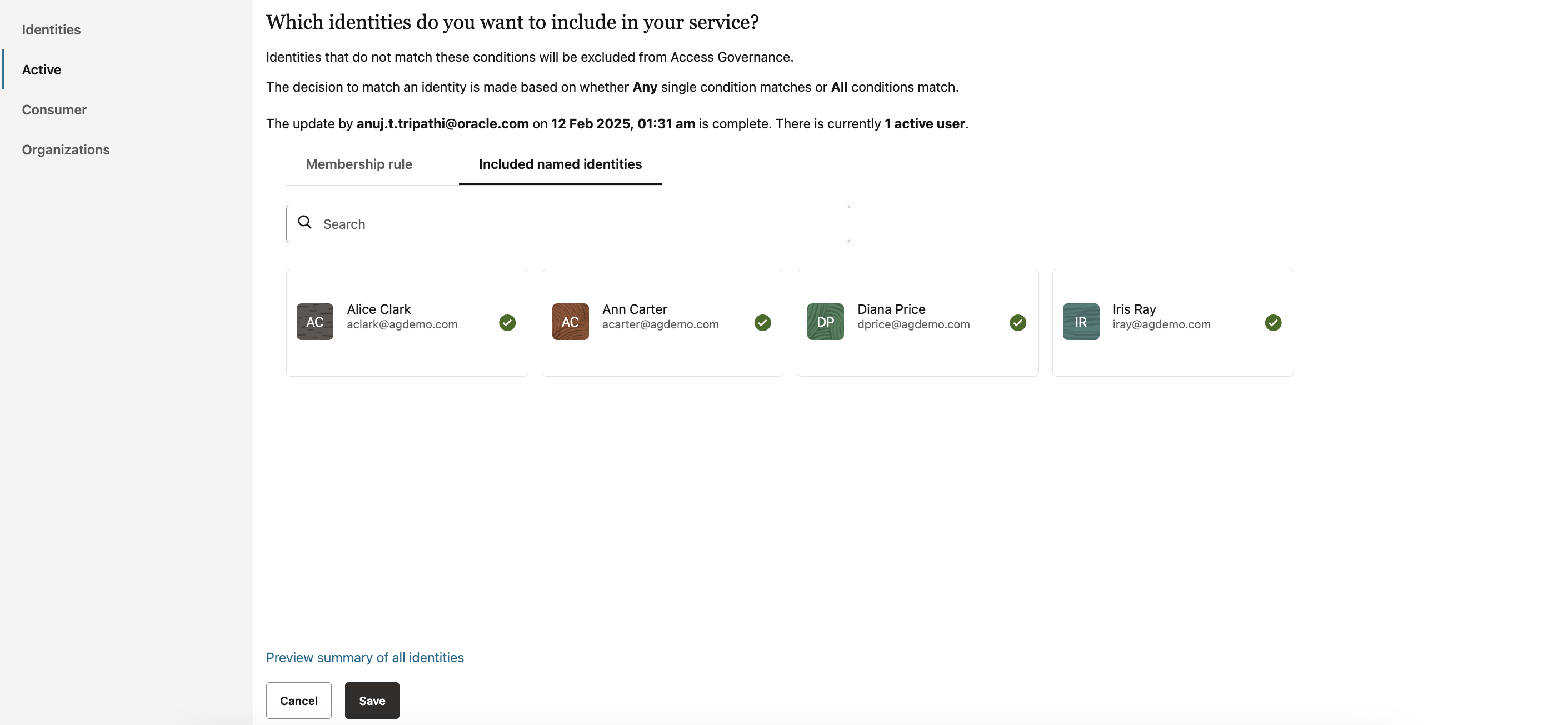 Activer les identités