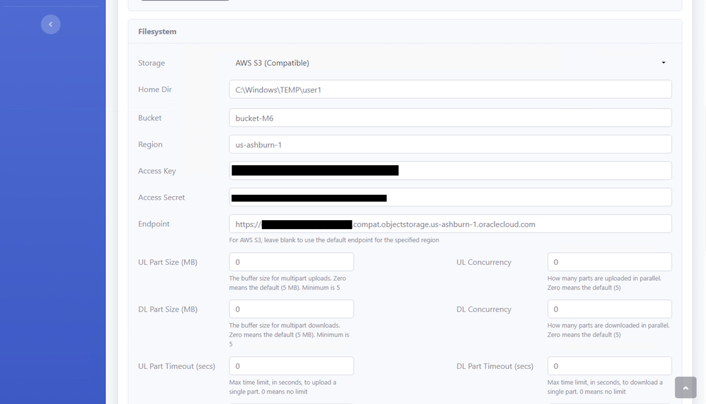 Configuration de seau