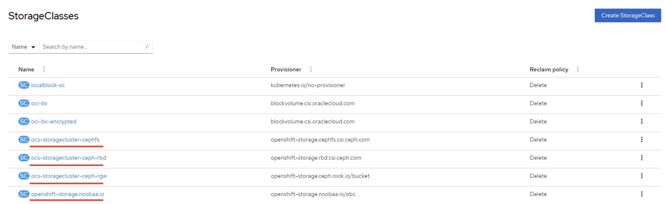 classes de stockage