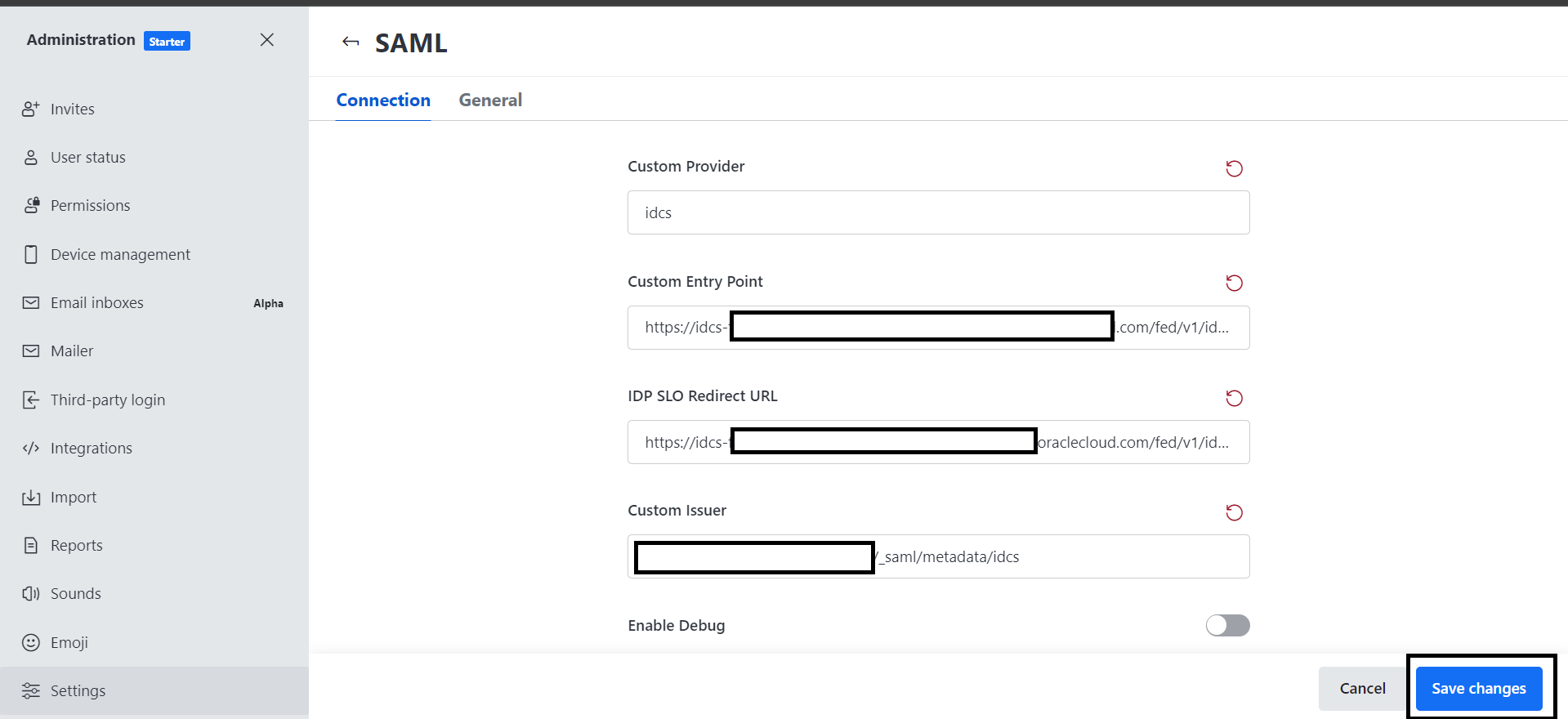 Détails de connexion Détails de connexion