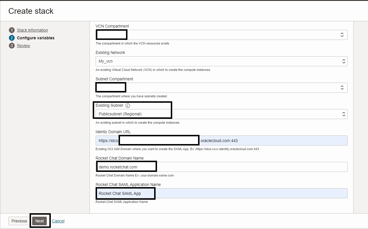 Détails du VCN et de l'authentification unique Détails du VCN et de l'authentification unique
