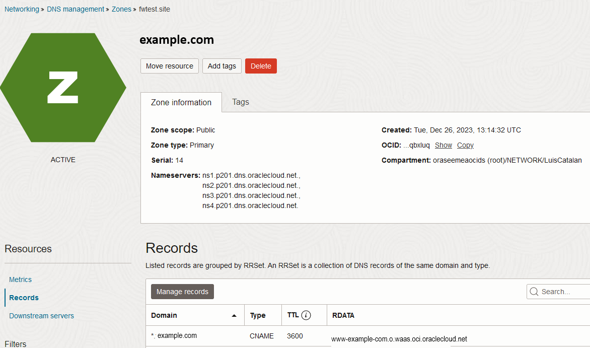 Configuration du DNS OCI