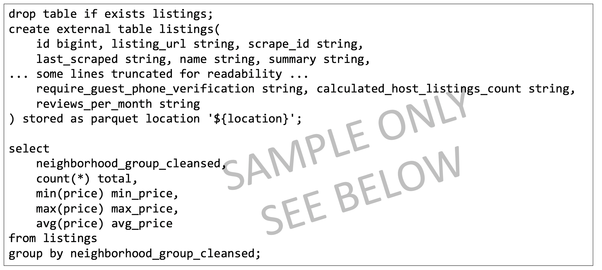 Exemple de code SparkSQL.
