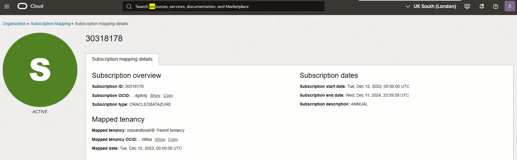 Cliquer pour agrandir détails de rapprochement d'abonnement