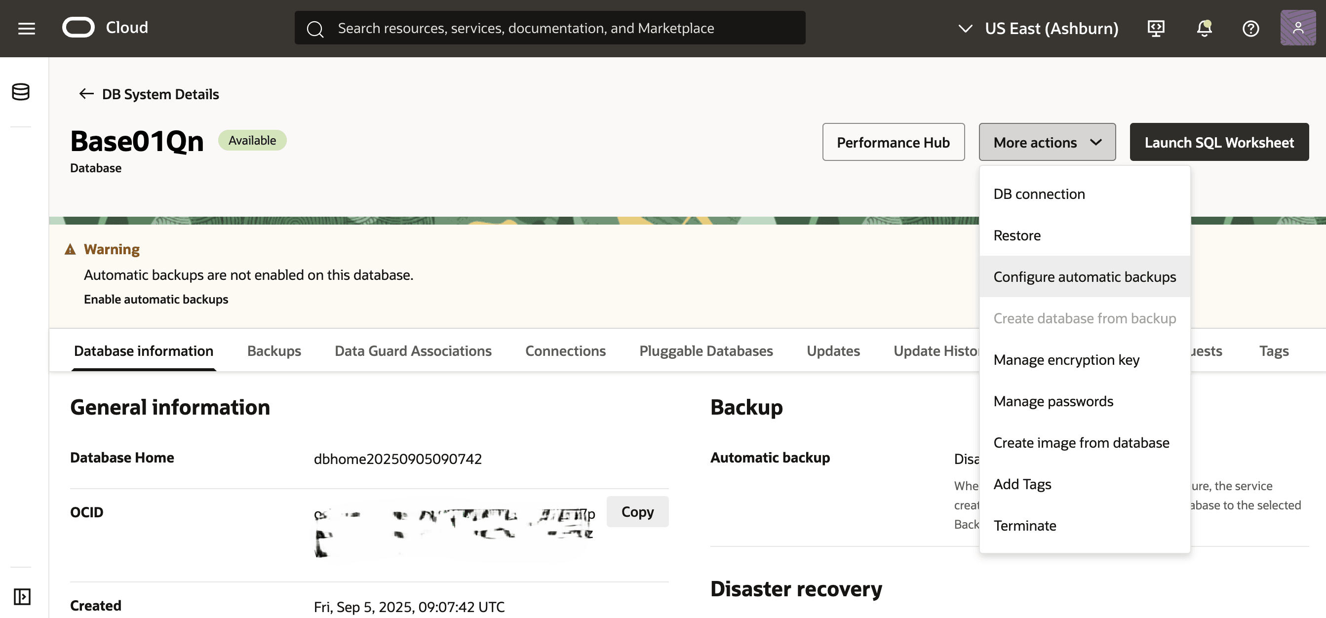Cette capture d'écran illustre la sauvegarde automatique de Base Database. Cette capture d'écran illustre la sauvegarde automatique de Base Database.