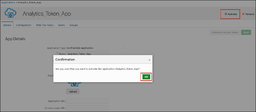 Activer l'application confidentielle
