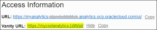 Affiche le lien de l'URL personnalisée
