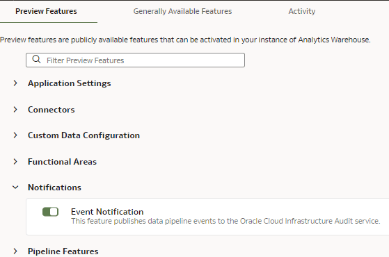 Fonction Notification d'événement