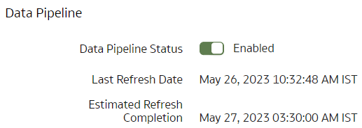 Détails de fin d'actualisation estimée sur la page Paramètres de pipeline