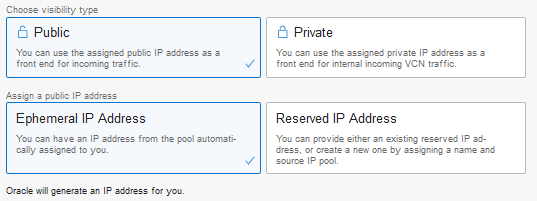 Page Créer un équilibreur de charge, section Choisir un type de visibilité