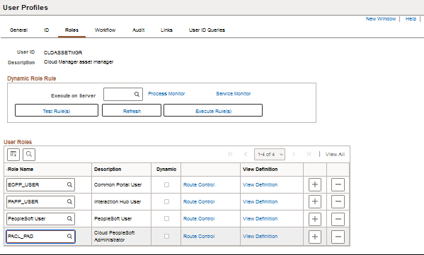 Page Profils utilisateur, onglet Rôles avec nouveau rôle