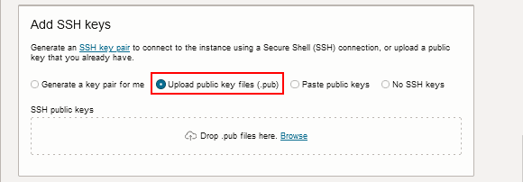 Page Créer une instance de calcul, section centrale
