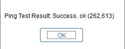 Boîte de message Ping Test Result : Success