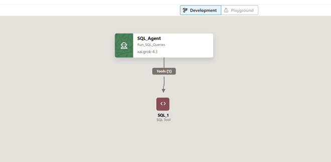 Canevas d'agent avec un noeud d'agent SQL_agent connecté à l'outil SQL_1.