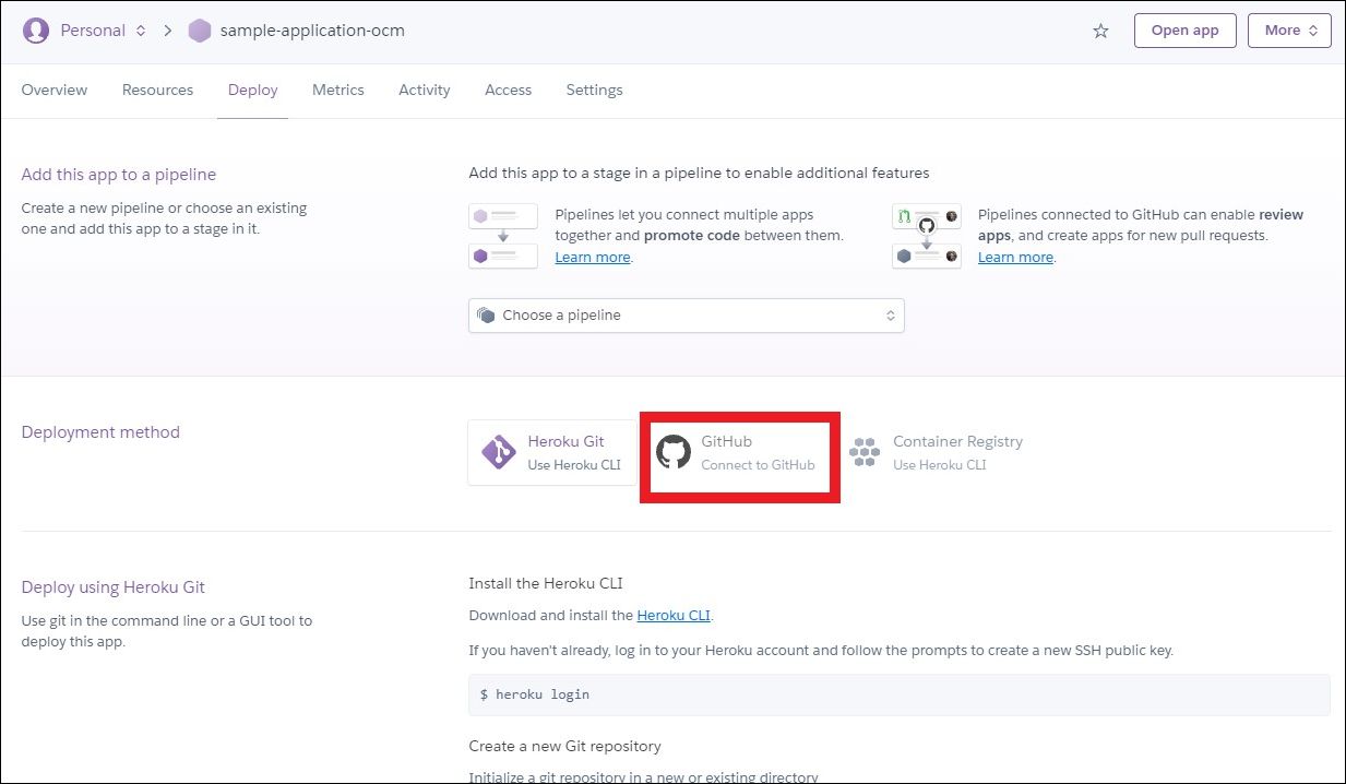 Cette image présente le processus de connexion de référentiel GitHub.