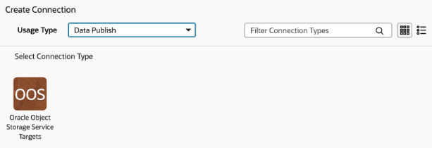 Option Cibles de service Oracle Object Storage dans la boîte de dialogue Créer une connexion