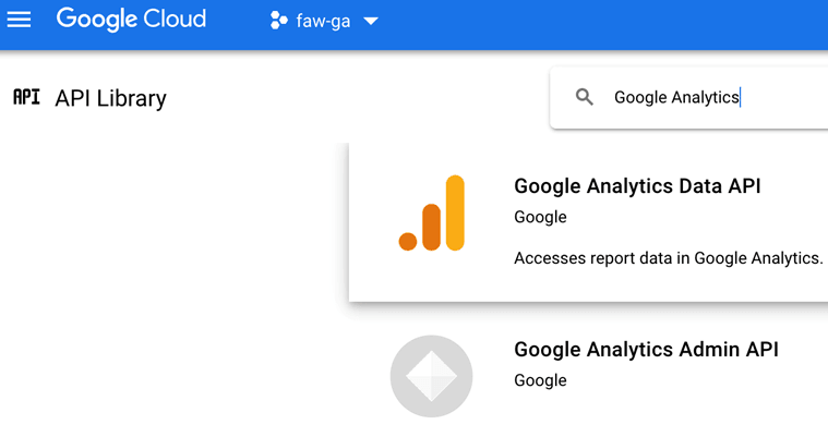 Afficher les API Google Analytics