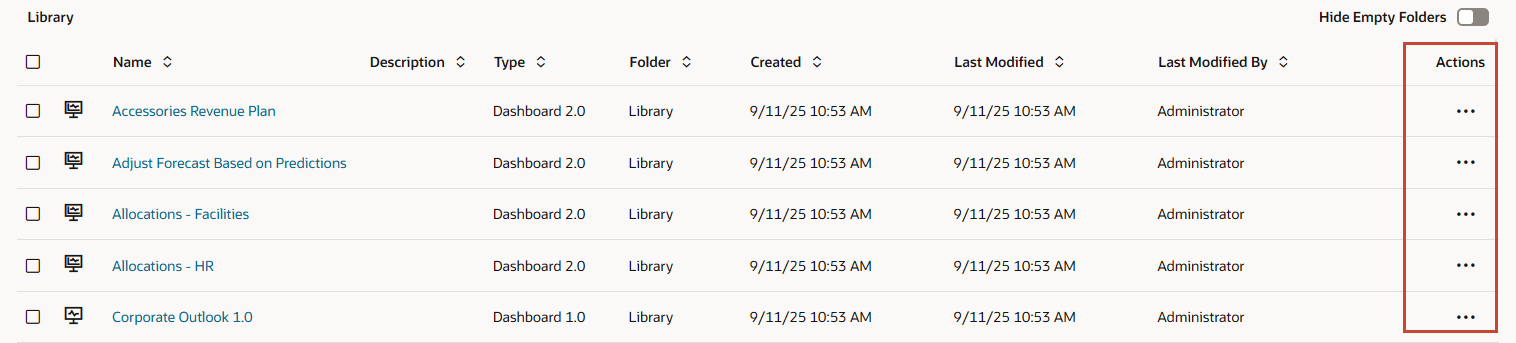 menu Actions