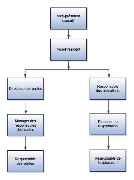 Exemple illustrant la hiérarchie des postes pour Vision Corporation.