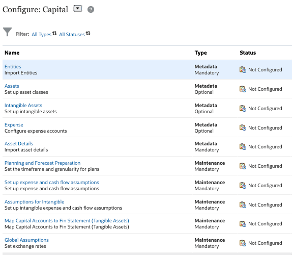 Configurer la page Capital