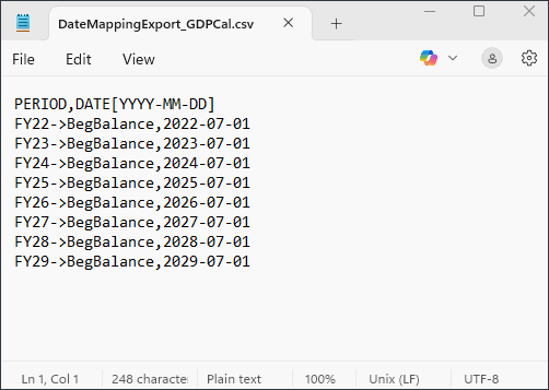 Fichier de mappage de date
