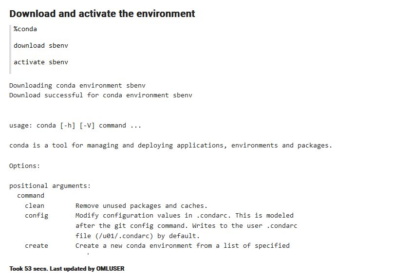 Téléchargement et activation de l'environnement conda