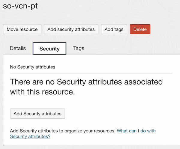 Capture d'écran de l'onglet Security Attributes Capture d'écran de l'onglet Security Attributes