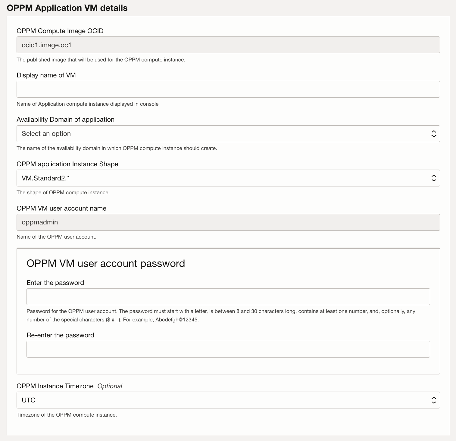Détails de machine virtuelle d'application OPPM