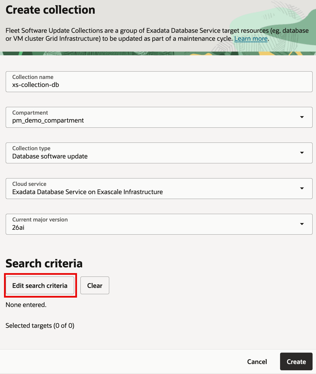 Créer un formulaire de collecte pour une collection de mise à jour logicielle de base de données