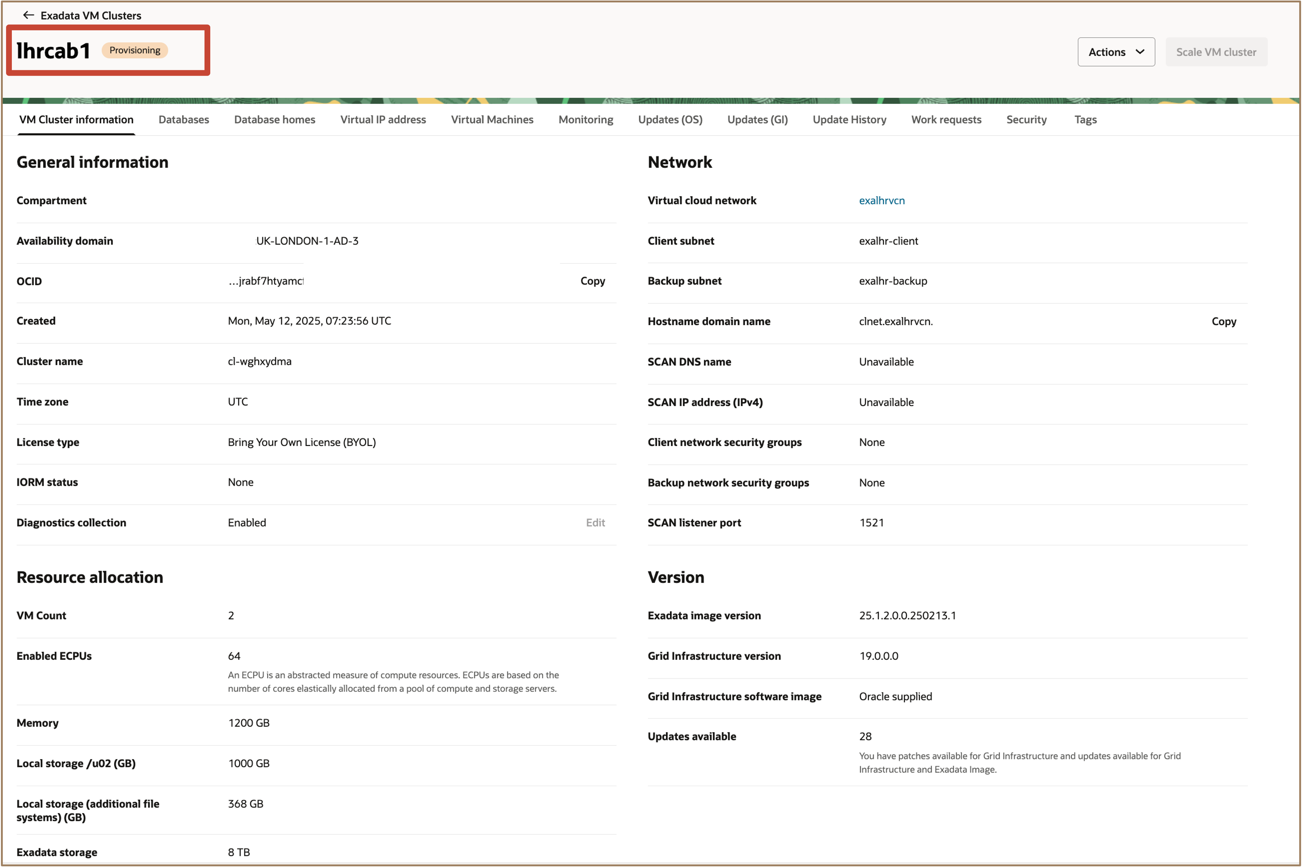 Image illustrant le provisionnement d'un nouveau cluster de machines virtuelles cloud