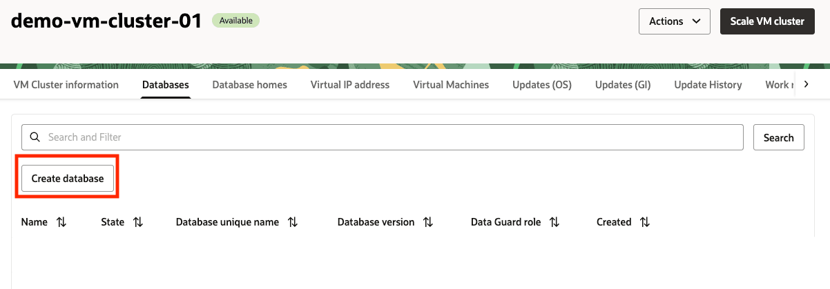 Image représentant Créer une base de données Oracle database à partir de la console OCI