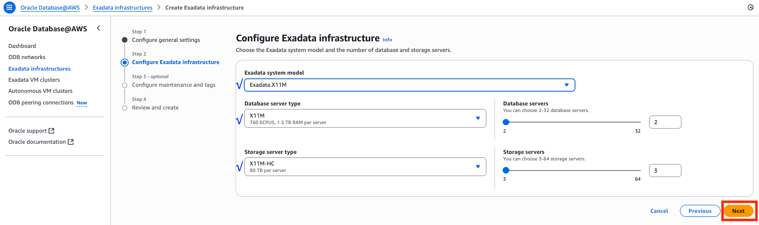 Image représentant la configuration de l'infrastructure Exadata