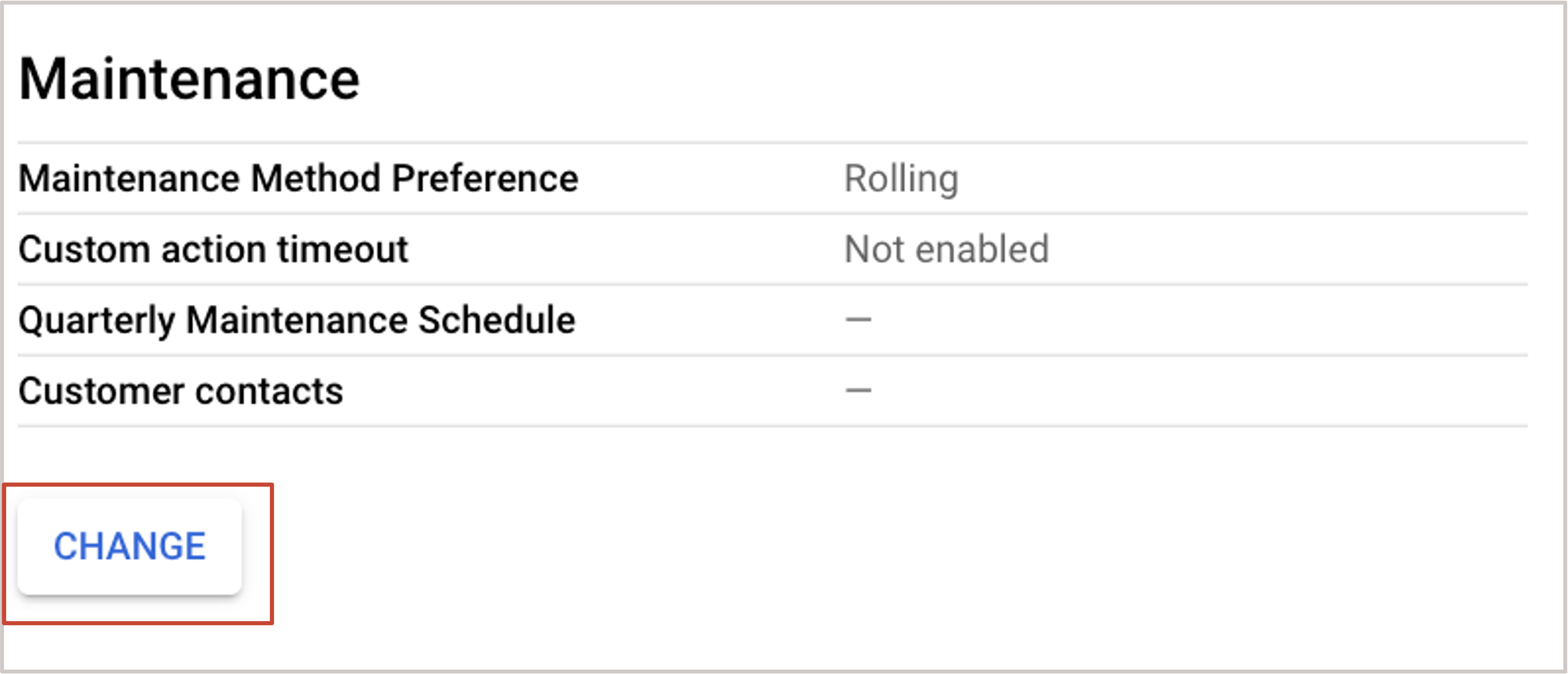 Illustration du bouton Modifier dans Maintenance de l'infrastructure