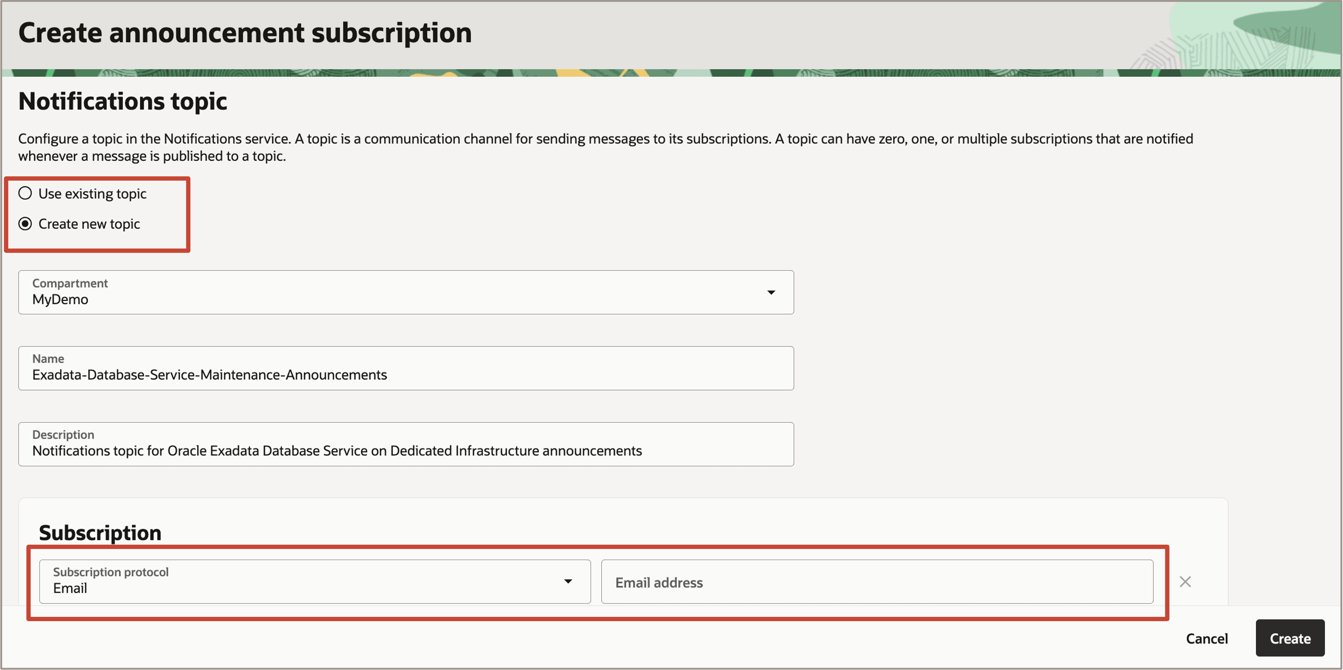 Image présentant la rubrique Notifications et la configuration de l'abonnement