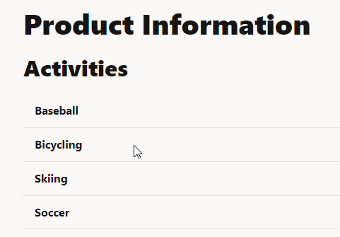 Zone Informations sur le produit.