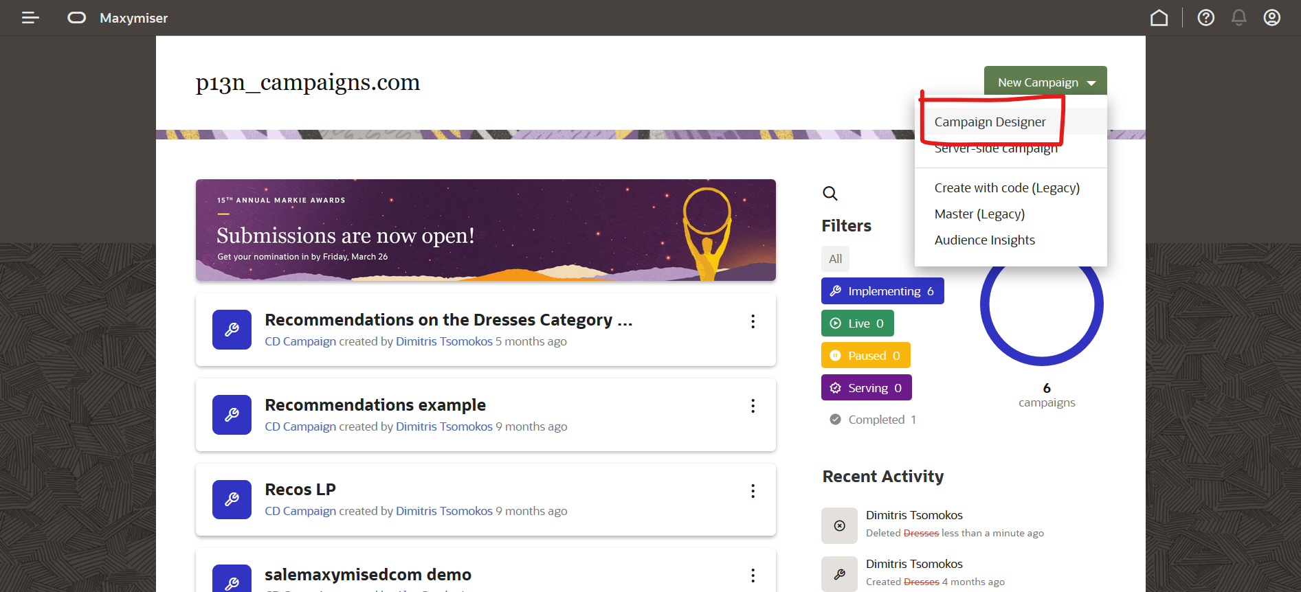 Oracle Maxymiser - Concepteur de campagnes