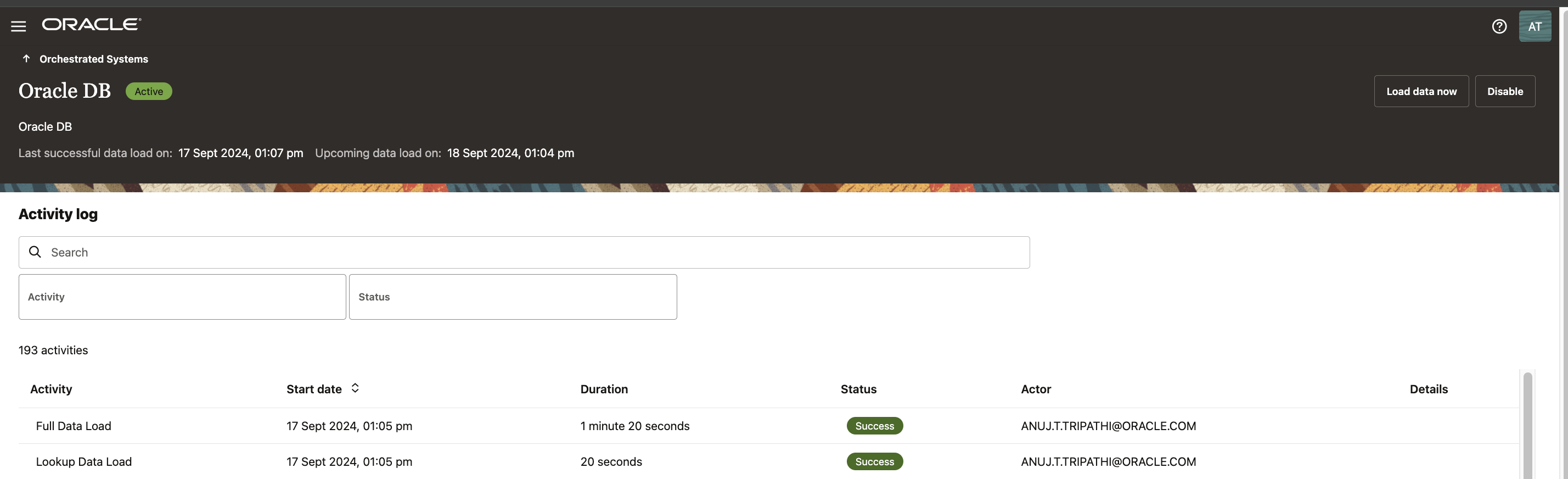 Validation du système connecté et chargement des données réussi