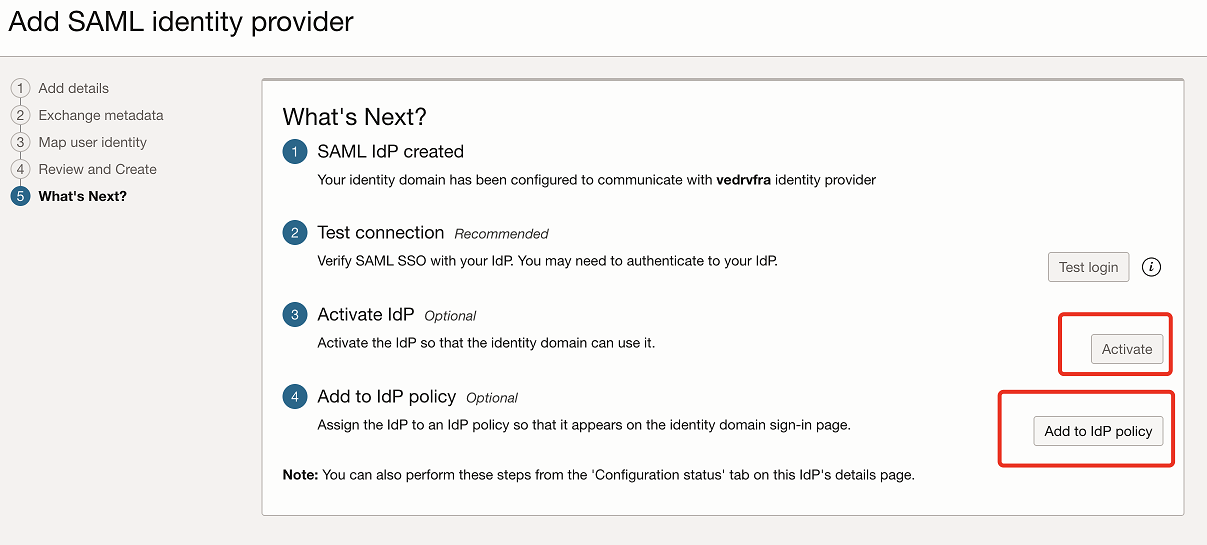 Activation de IdP.