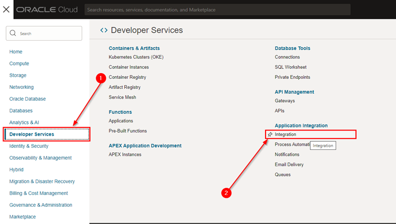 Configurer l'adresse personnalisée Oracle Integration