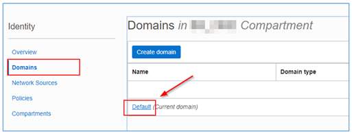 Accéder à la configuration de domaine par défaut