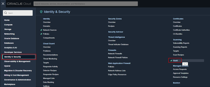 Créer votre coffre OCI