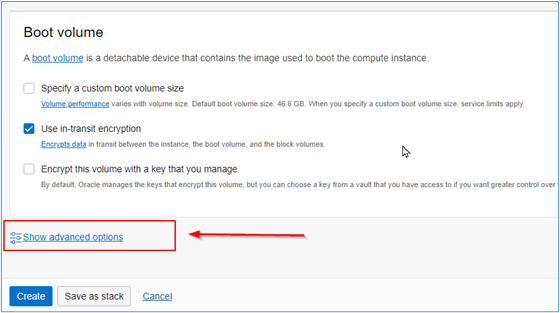 Option d'agent Oracle Cloud