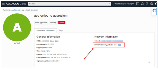 Configuration du groupe de sécurité réseau