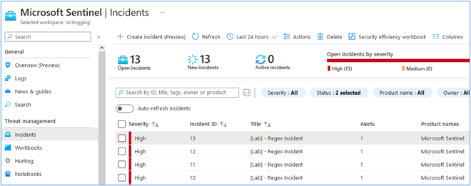 Incidents SIEM en cours de création