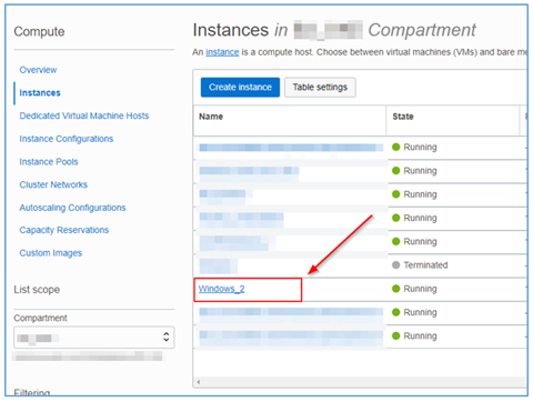 Sélectionner l'instance nouvellement créée