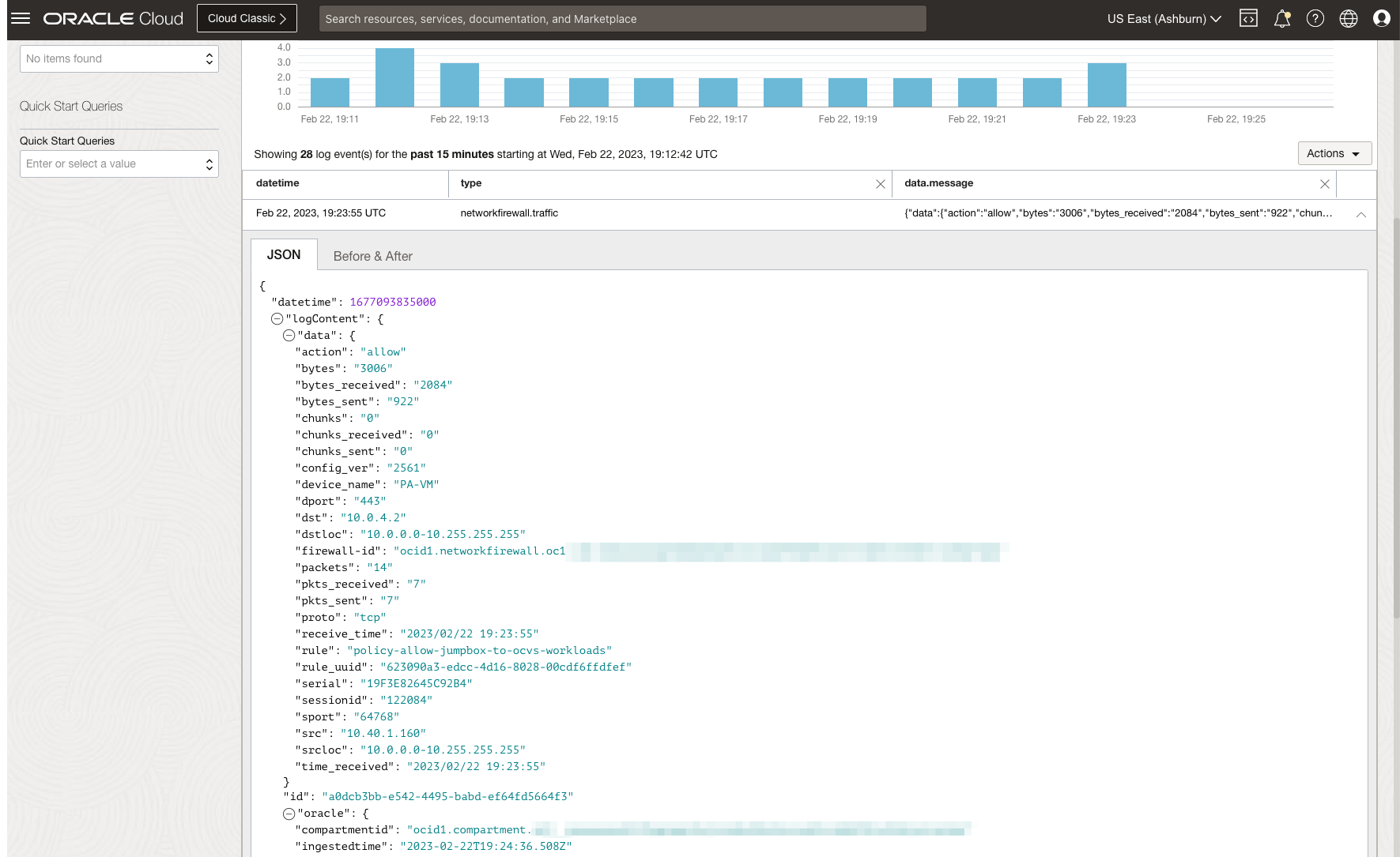 Journaux de trafic sur le pare-feu OCI Network Figure 12